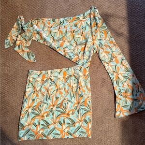 superdown Floral Long Sleeve Dress - Orange and Green